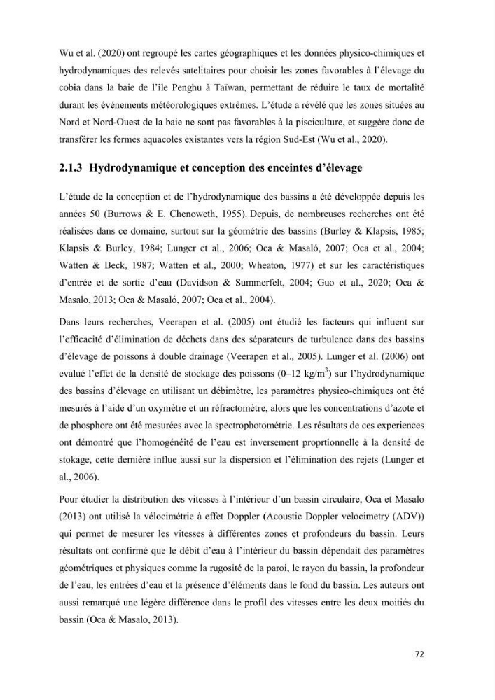 Modélisation des phénomènes de transport en ingénierie aquacole