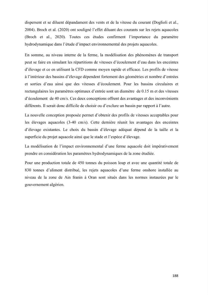 Modélisation des phénomènes de transport en ingénierie aquacole