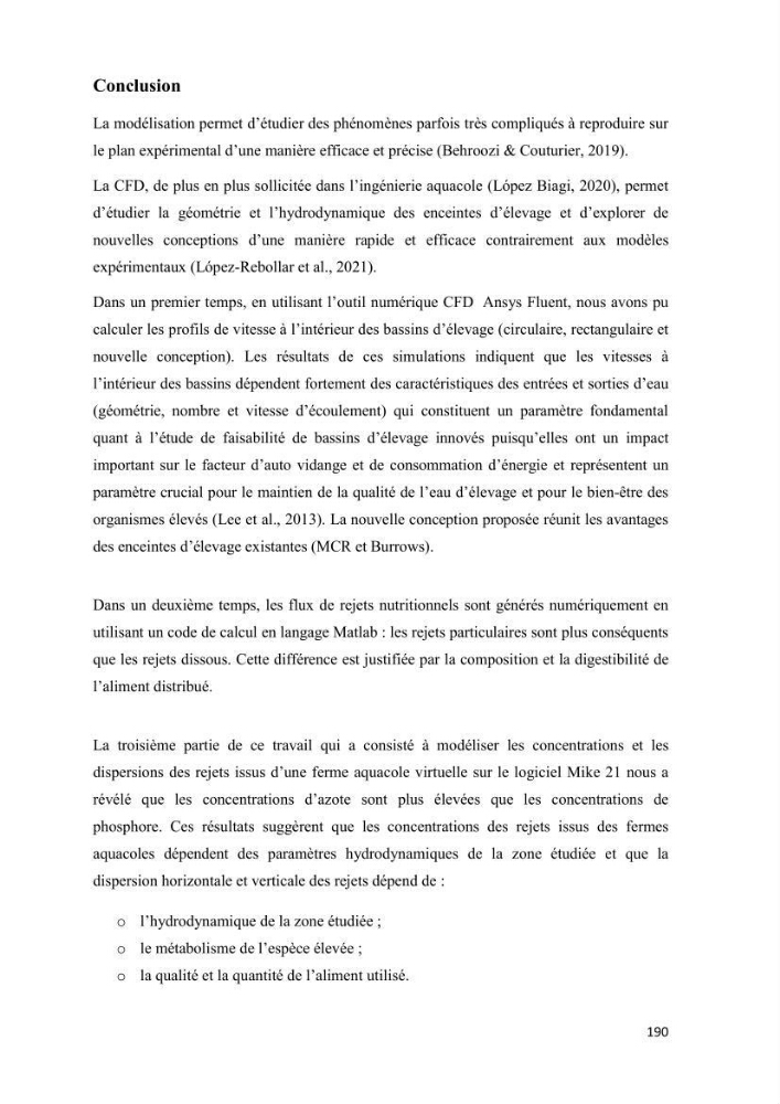 Modélisation des phénomènes de transport en ingénierie aquacole