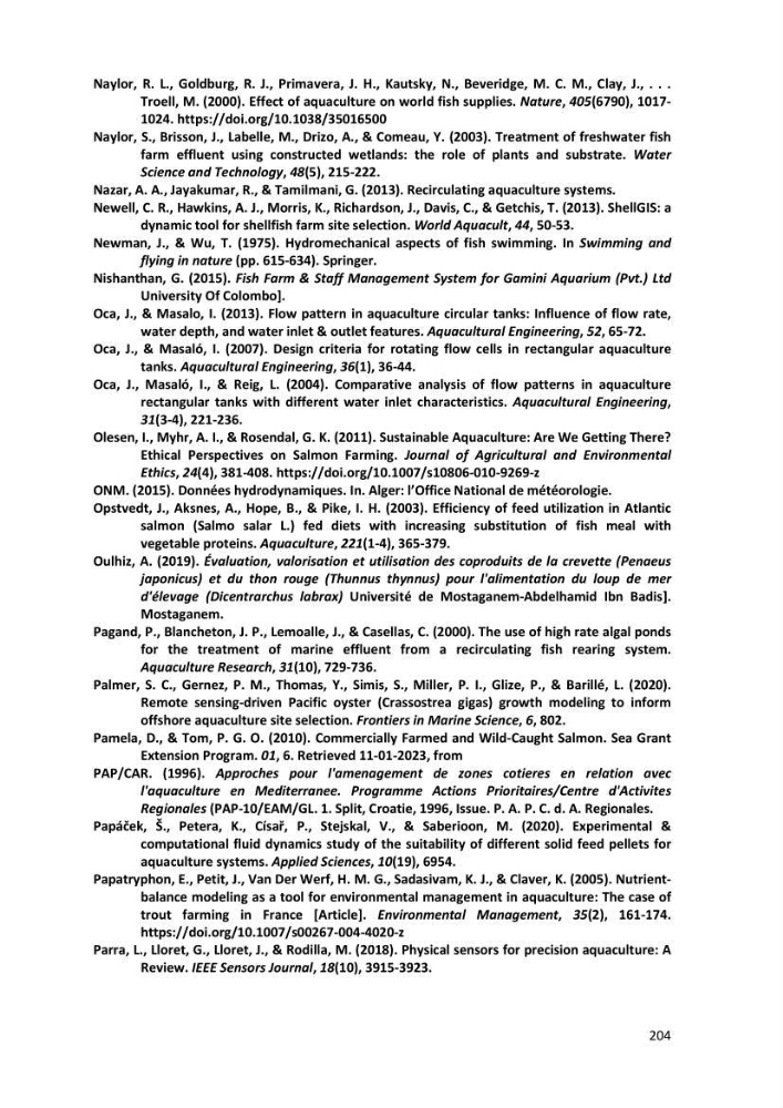 Modélisation des phénomènes de transport en ingénierie aquacole