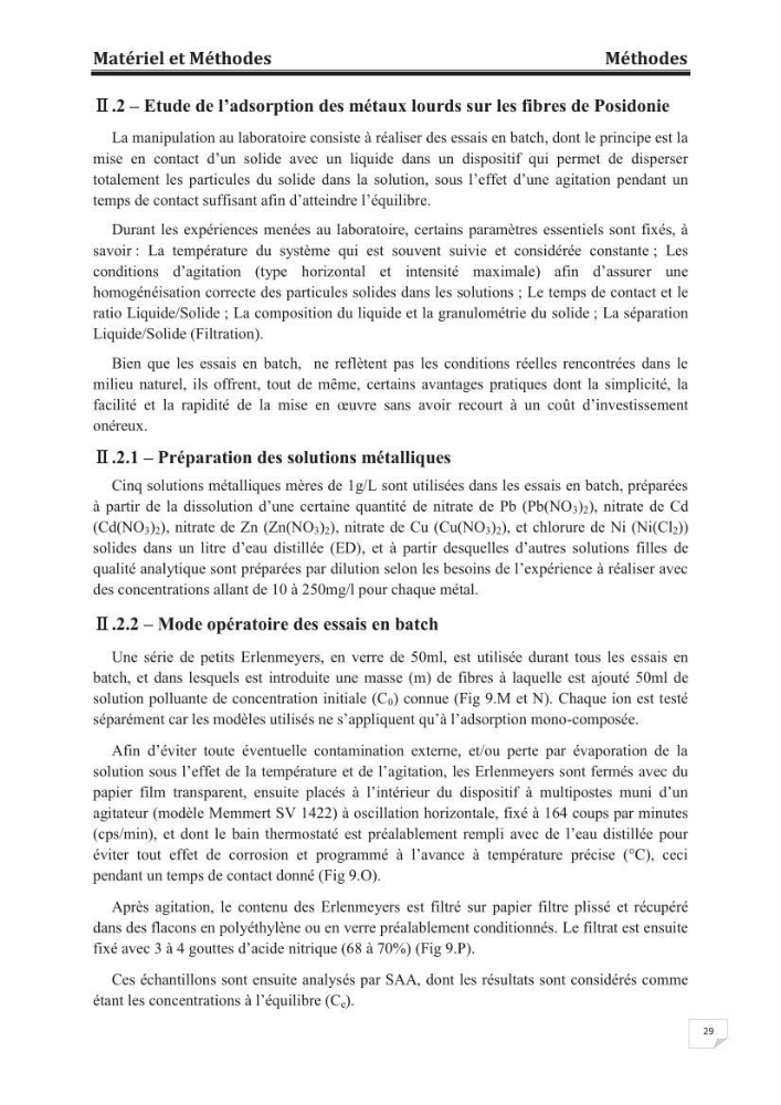 Etude de la valorisation d\'une biomasse marine, posidonia oceanica, en tant que biosorbant des ions métalliques Pb ²+, Cu ²+, Ni ²+, Zn ²+ et Cd ²+