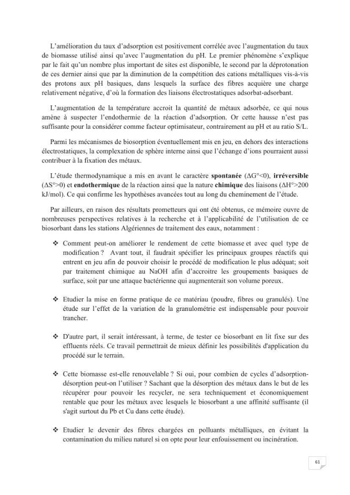 Etude de la valorisation d\'une biomasse marine, posidonia oceanica, en tant que biosorbant des ions métalliques Pb ²+, Cu ²+, Ni ²+, Zn ²+ et Cd ²+
