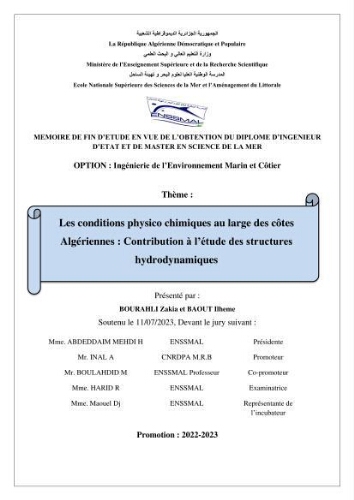 Les conditions physico chimiques au large des côtes algériennes: contribution à l’étude des structures hydrodynamiques Les conditions physico chimiques au large des côtes algériennes: contribution à l’étude des structures hydrodynamiques