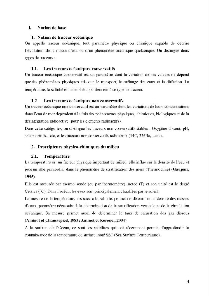 Les conditions physico chimiques au large des côtes algériennes: contribution à l’étude des structures hydrodynamiques