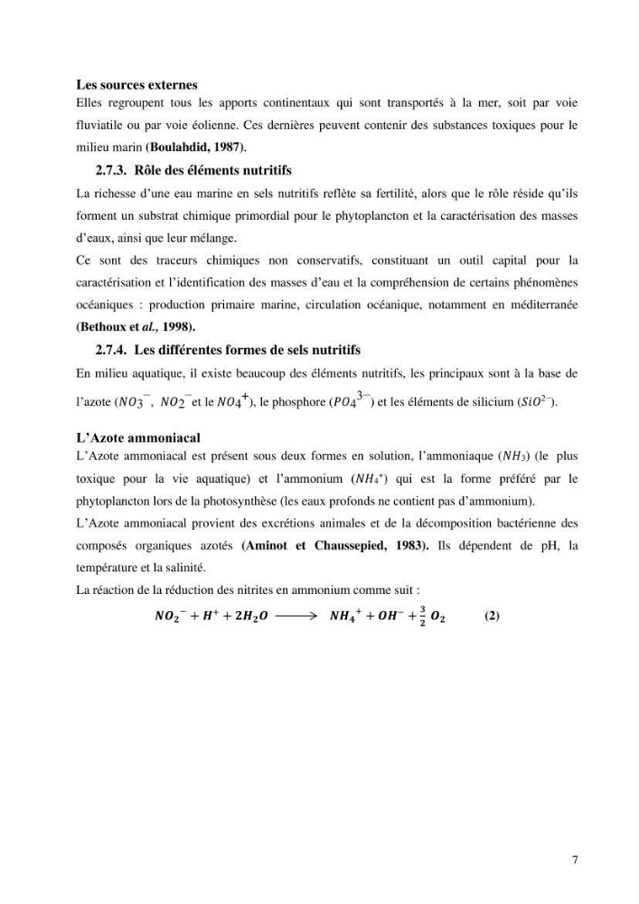 Les conditions physico chimiques au large des côtes algériennes: contribution à l’étude des structures hydrodynamiques