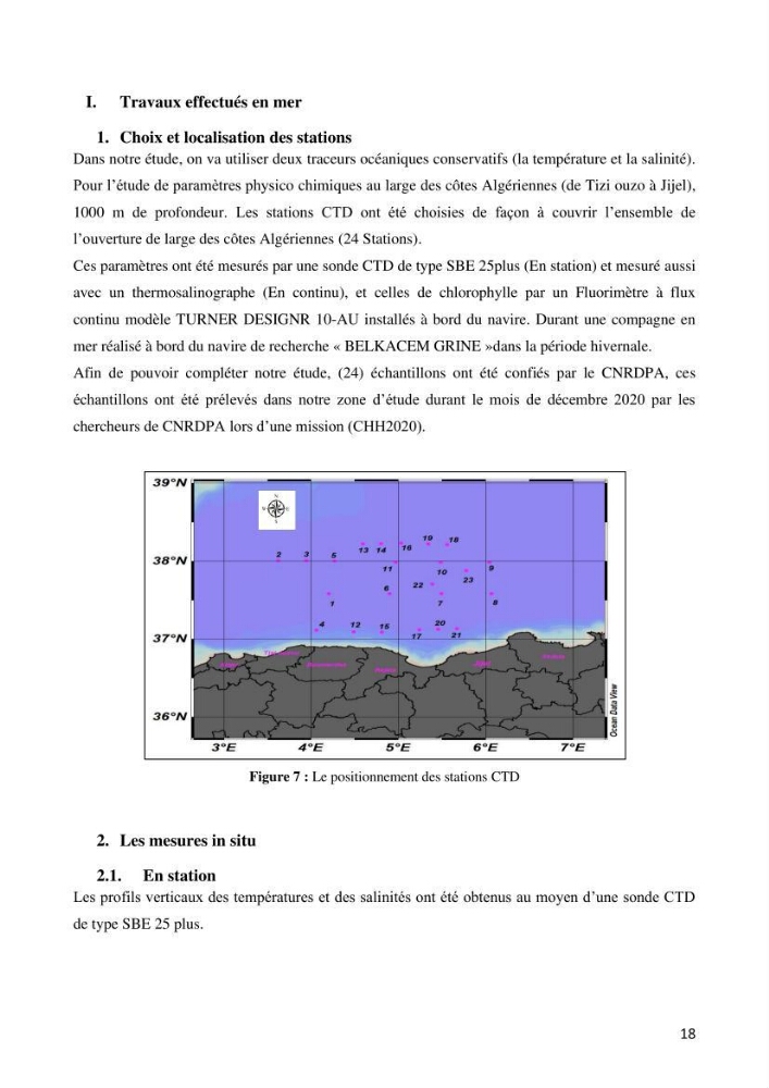 Les conditions physico chimiques au large des côtes algériennes: contribution à l’étude des structures hydrodynamiques