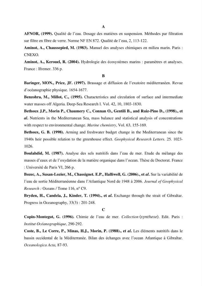 Les conditions physico chimiques au large des côtes algériennes: contribution à l’étude des structures hydrodynamiques
