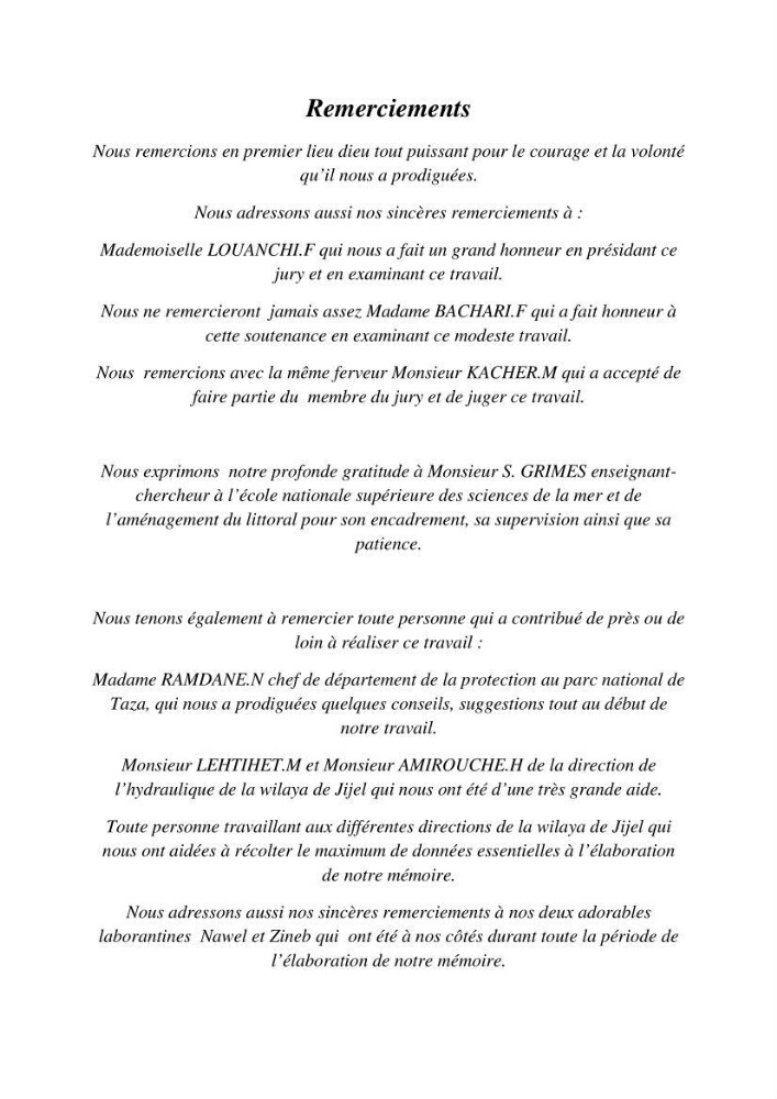 Proposition d\'indicateurs de suivi de l\'aire marine de Taza (wilaya de Jijel)