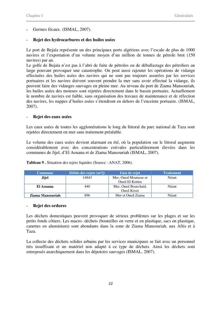 Proposition d\'indicateurs de suivi de l\'aire marine de Taza (wilaya de Jijel)