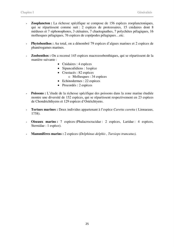 Proposition d\'indicateurs de suivi de l\'aire marine de Taza (wilaya de Jijel)