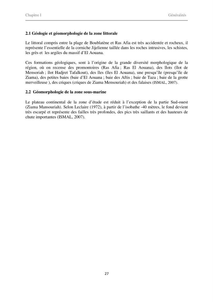 Proposition d\'indicateurs de suivi de l\'aire marine de Taza (wilaya de Jijel)