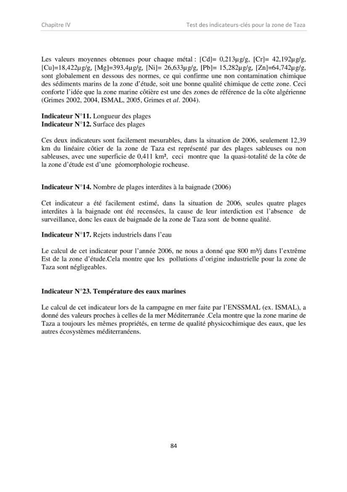 Proposition d\'indicateurs de suivi de l\'aire marine de Taza (wilaya de Jijel)
