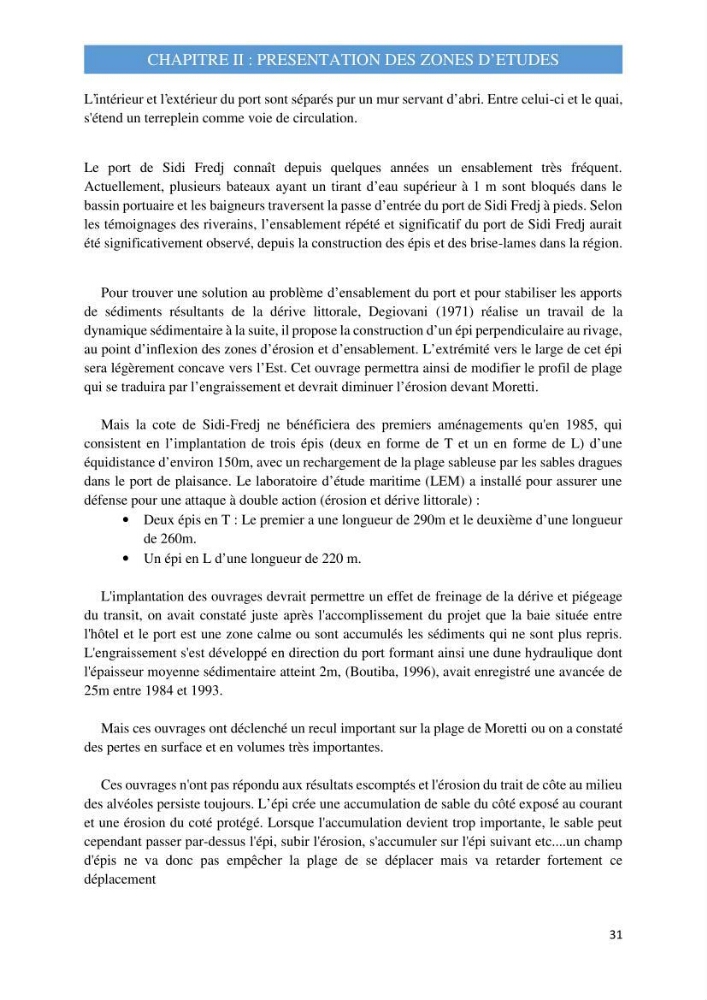 Influence des ouvrages portuaires et de protection sur l\'équilibre du littoral centre Algerien