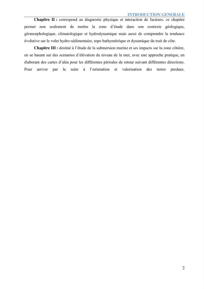 Etude et estimation des terres à risque par la submersion marine dans la région Ouest d’Alger