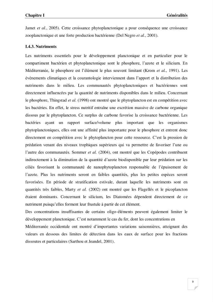 Impact des conditions du milieu sur la distribution des populations zooplanctoniques (bassin Algérien et mer Méditerranée