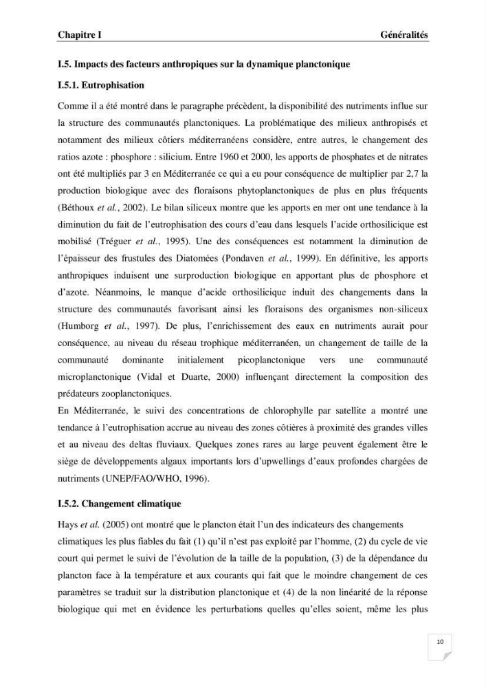 Impact des conditions du milieu sur la distribution des populations zooplanctoniques (bassin Algérien et mer Méditerranée