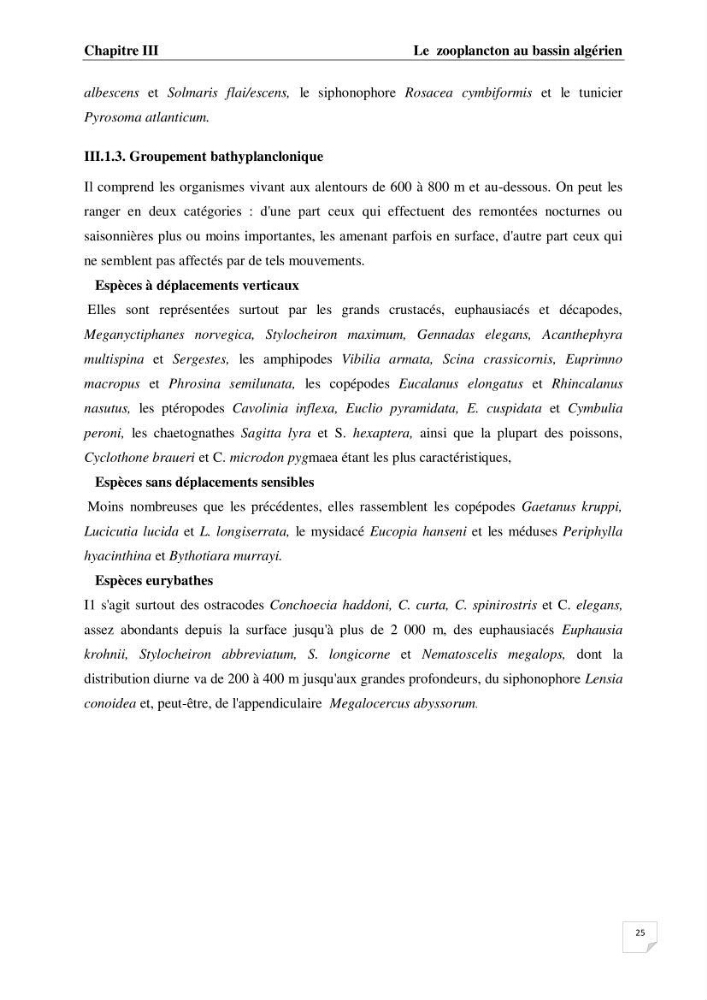 Impact des conditions du milieu sur la distribution des populations zooplanctoniques (bassin Algérien et mer Méditerranée