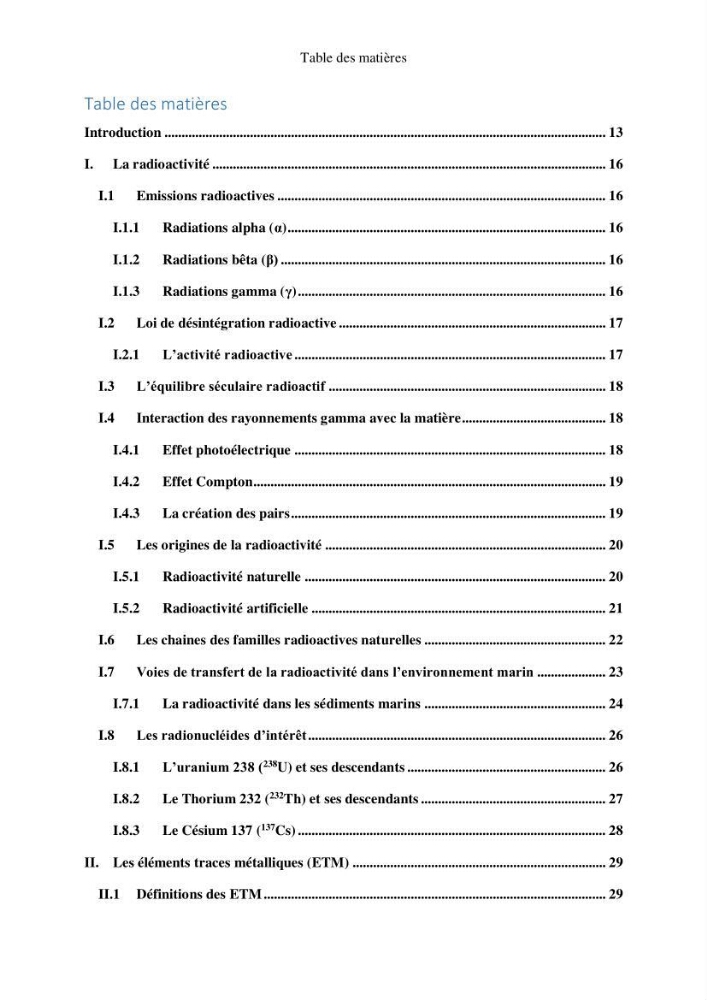 Etude de la qualité radiologique et chimique des sédiments de l’embouchure de l’Oued Chéliff (W.de Mostaganem)