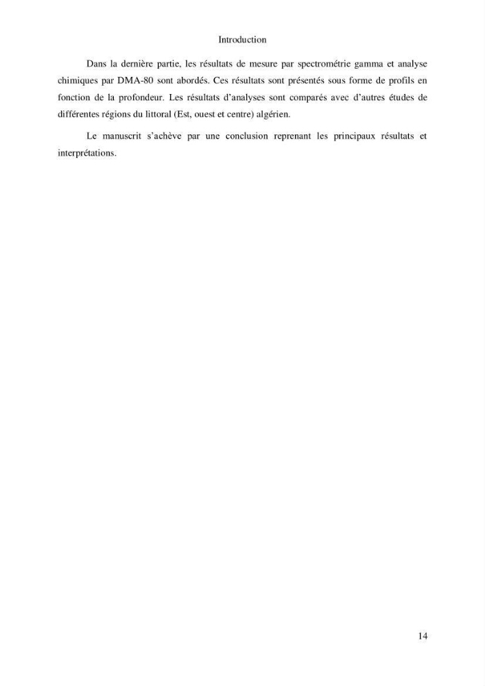 Etude de la qualité radiologique et chimique des sédiments de l’embouchure de l’Oued Chéliff (W.de Mostaganem)