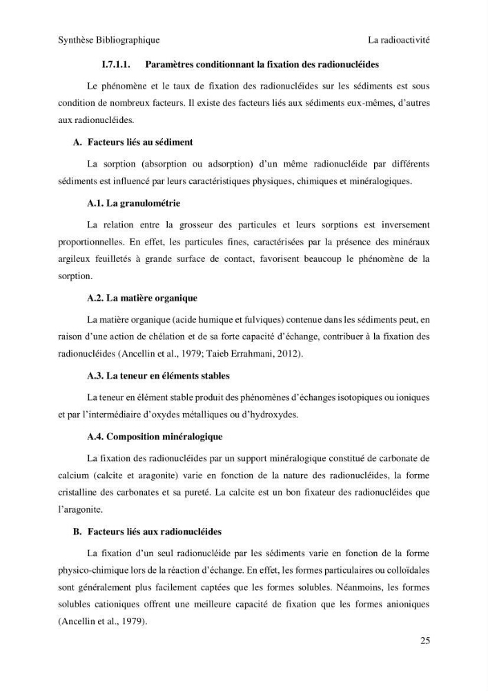 Etude de la qualité radiologique et chimique des sédiments de l’embouchure de l’Oued Chéliff (W.de Mostaganem)