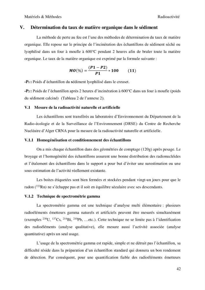 Etude de la qualité radiologique et chimique des sédiments de l’embouchure de l’Oued Chéliff (W.de Mostaganem)