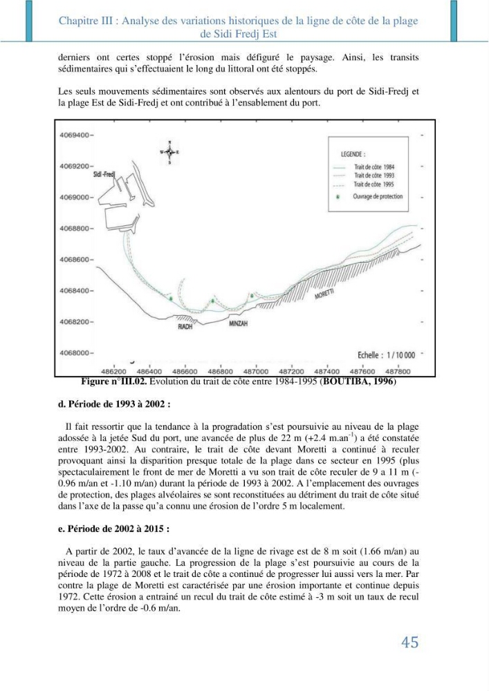 Impact des infrastructures littorales sur l\'évolution du trait de côte dans dans une zone soumise à un fort transit sédimentaire