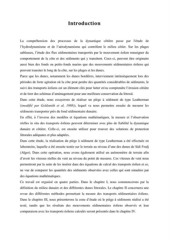 Réalisation d\'un piège à sédiments pour l\'étude des mouvements des sables sur le dune et les plages