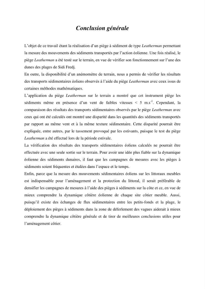 Réalisation d\'un piège à sédiments pour l\'étude des mouvements des sables sur le dune et les plages