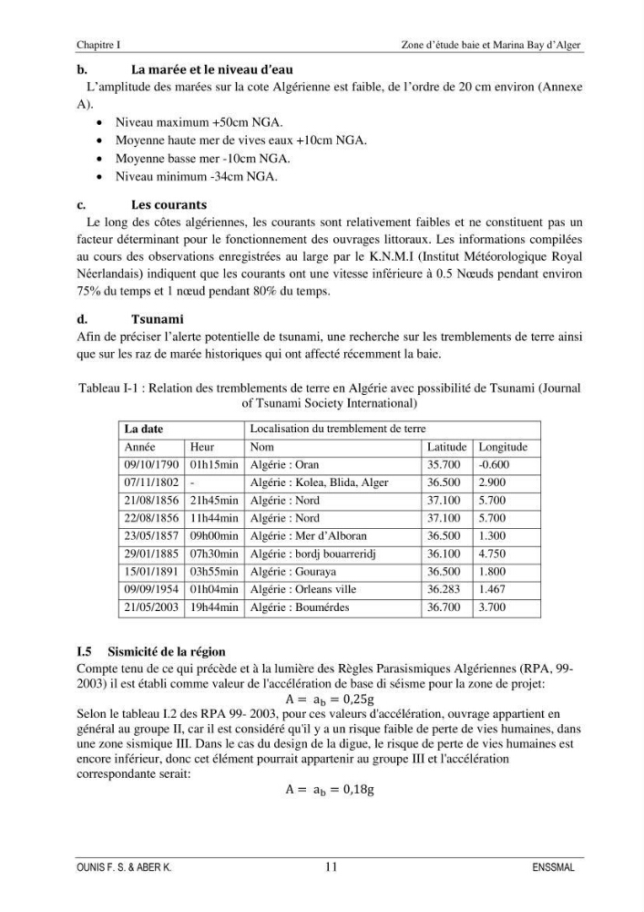 Etude d\'aménagement d\'une Marina au niveau de la ville d\'Alger (exemple de la Marina baie d\'Alger):