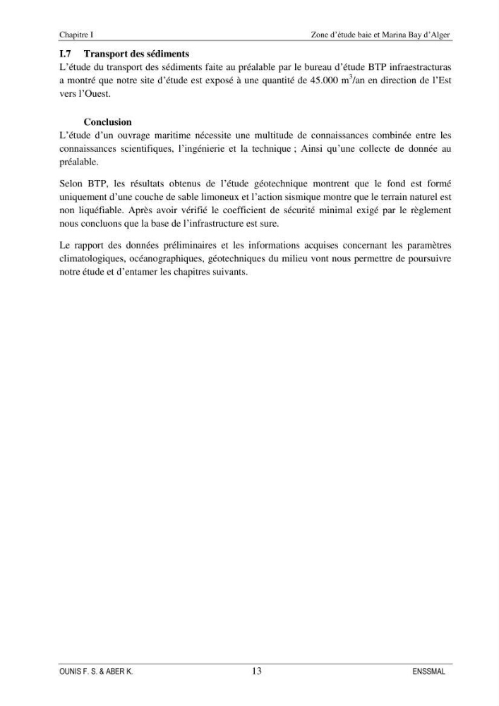 Etude d\'aménagement d\'une Marina au niveau de la ville d\'Alger (exemple de la Marina baie d\'Alger):