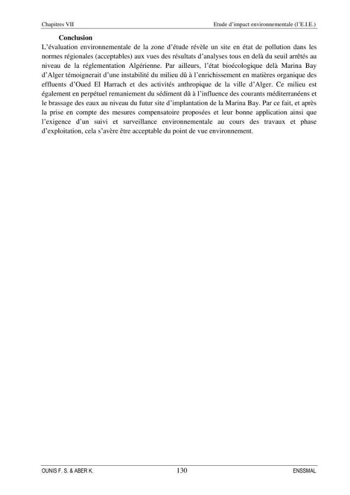 Etude d\'aménagement d\'une Marina au niveau de la ville d\'Alger (exemple de la Marina baie d\'Alger):