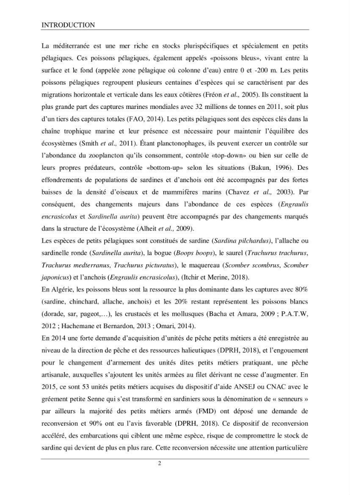 Etude d\'impact de la reconversion d\'éspadonniers en senneurs sur les éspèces cibles notament: l\'éspadon Xiphias gladius (Linnaeus,1758) et la sardine Sardina pilchardus ( Walbaum,1792 ) dans la baie de Mostaganem