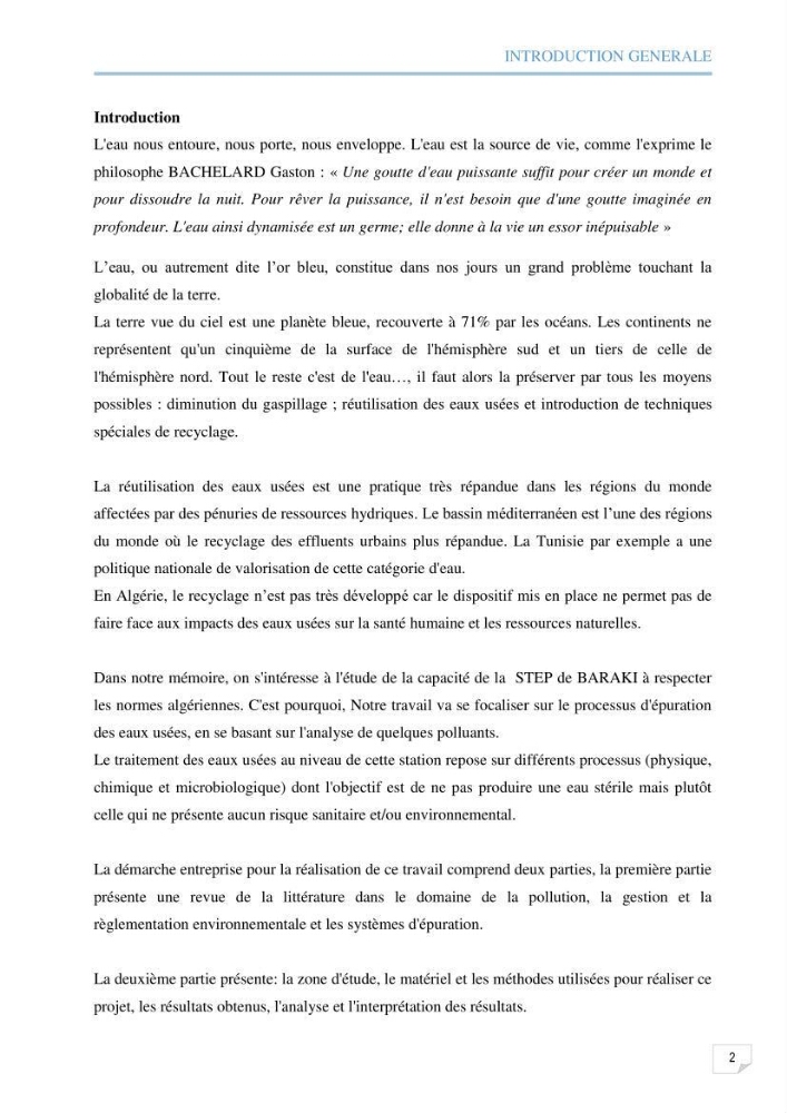 Etude des performances d\'une station d\'épuration des eaux usées