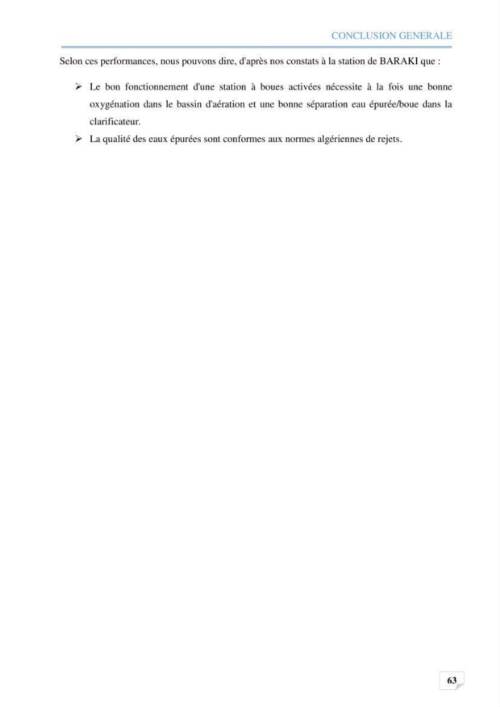 Etude des performances d\'une station d\'épuration des eaux usées