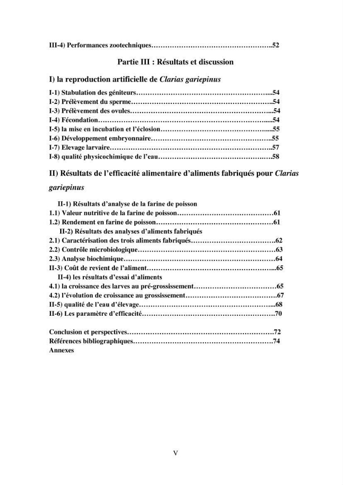 Maitrise de la reproduction artificielle et étude comparative de la croissance du poisson-chat africain Clarias gariepinus (Bruchell,1822 ) selon trois formules d\'aliments