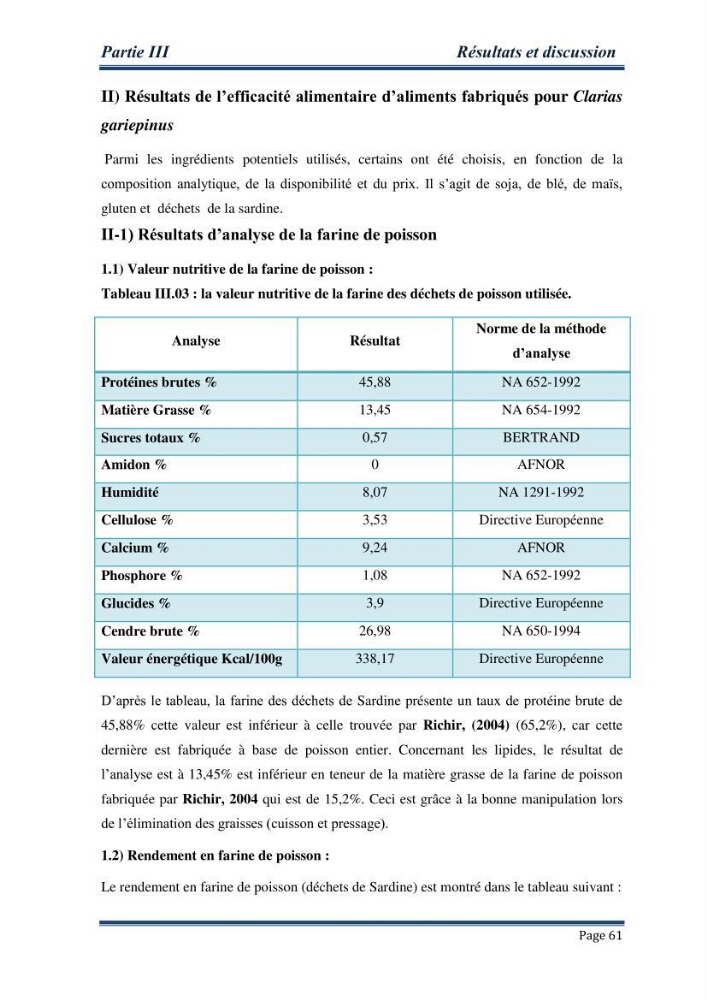 Maitrise de la reproduction artificielle et étude comparative de la croissance du poisson-chat africain Clarias gariepinus (Bruchell,1822 ) selon trois formules d\'aliments