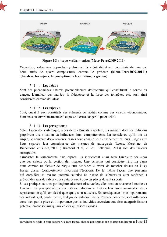 La vulnérabilité de la zone côtière de Ain Taya ( Alger Esr) faces aux changements climatiques et actions anthropiques