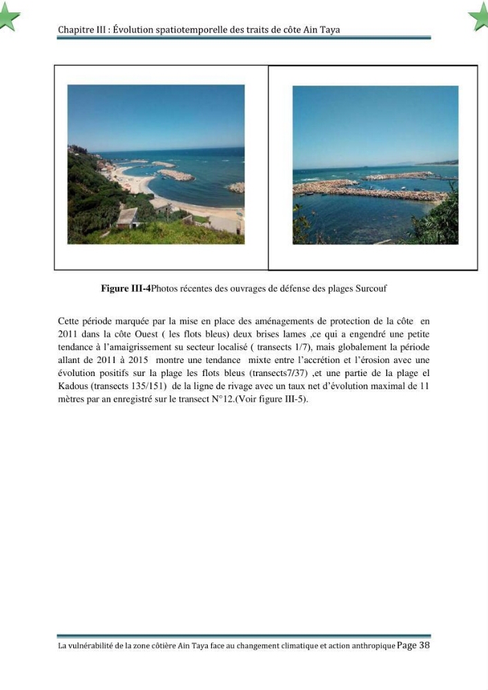 La vulnérabilité de la zone côtière de Ain Taya ( Alger Esr) faces aux changements climatiques et actions anthropiques