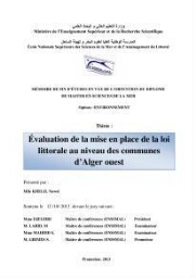 Evaluation de la mise en place de la loi du littoral au niveau des communes d'Alger ouest