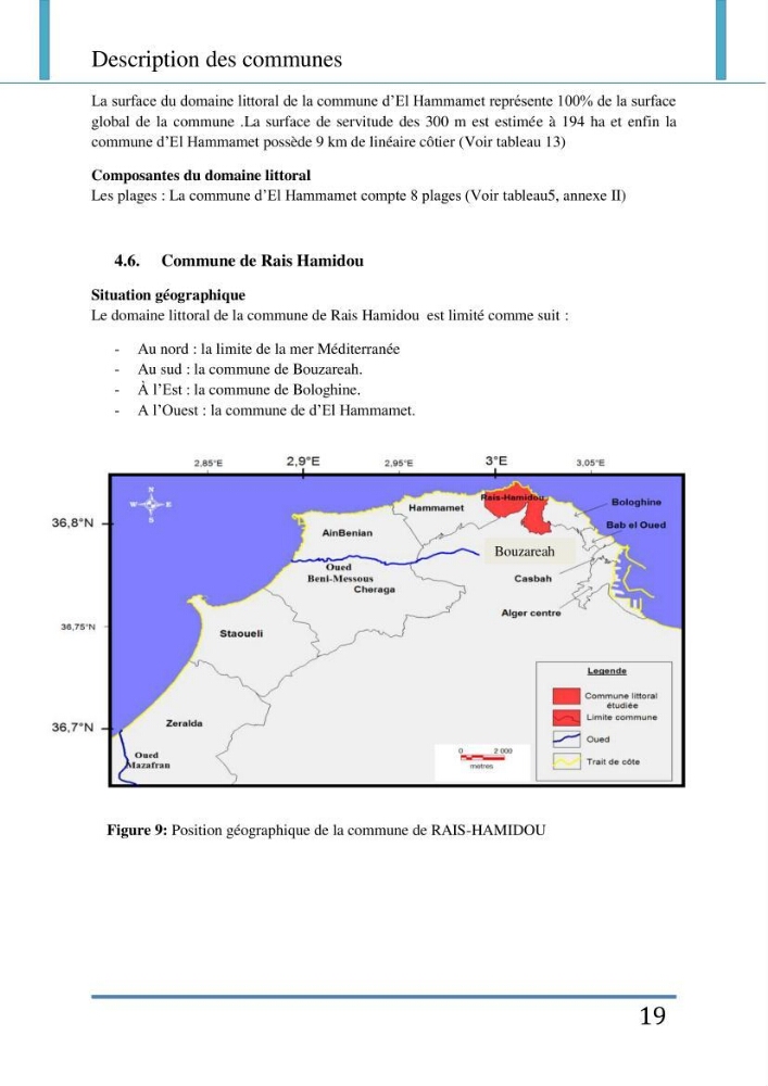Evaluation de la mise en place de la loi du littoral au niveau des communes d\'Alger ouest
