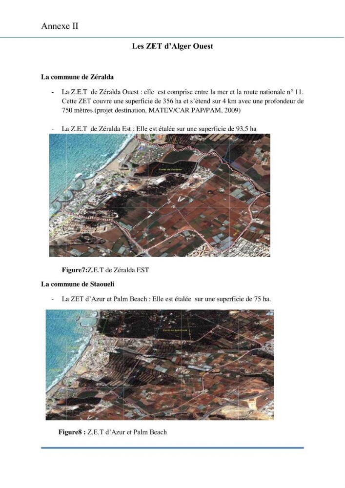 Evaluation de la mise en place de la loi du littoral au niveau des communes d\'Alger ouest