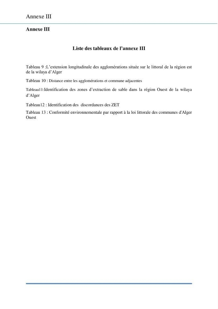 Evaluation de la mise en place de la loi du littoral au niveau des communes d\'Alger ouest