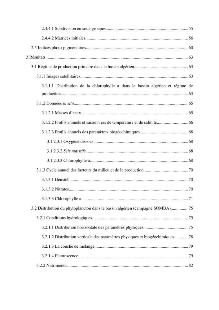 Régime de production primaire dans le bassin algérien interaction facteurs du milieu successions planctoniques