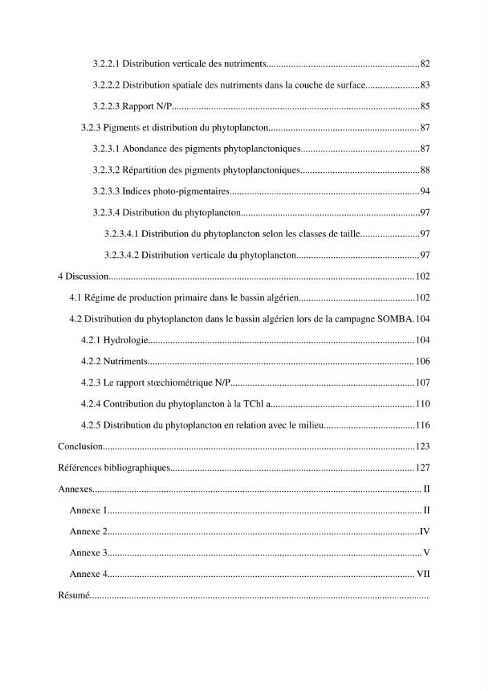 Régime de production primaire dans le bassin algérien interaction facteurs du milieu successions planctoniques