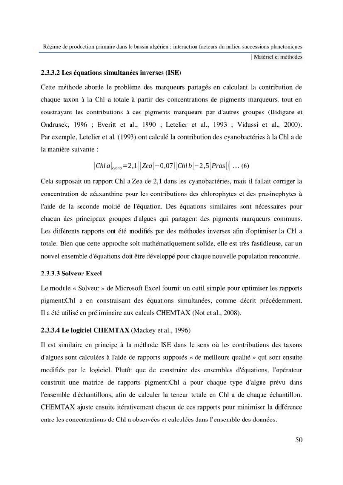 Régime de production primaire dans le bassin algérien interaction facteurs du milieu successions planctoniques
