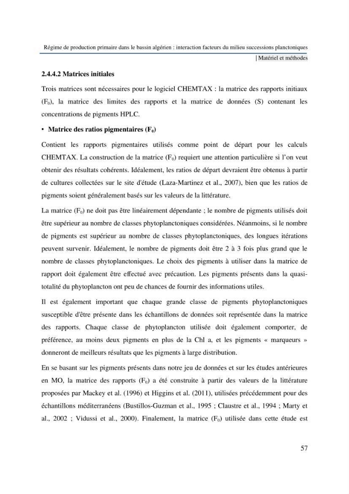 Régime de production primaire dans le bassin algérien interaction facteurs du milieu successions planctoniques
