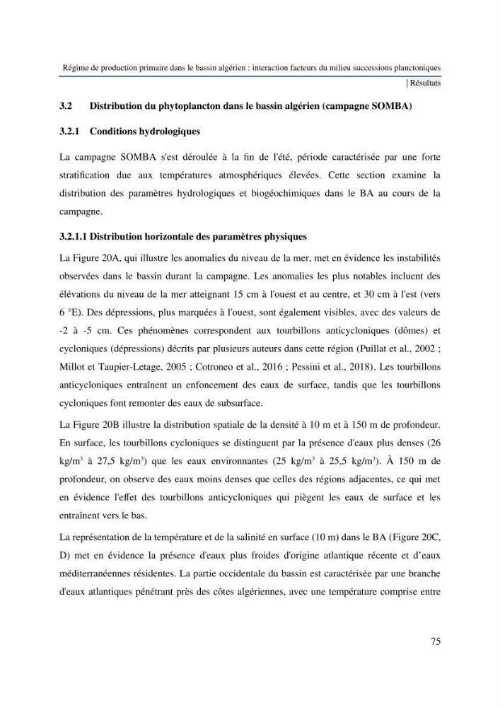 Régime de production primaire dans le bassin algérien interaction facteurs du milieu successions planctoniques