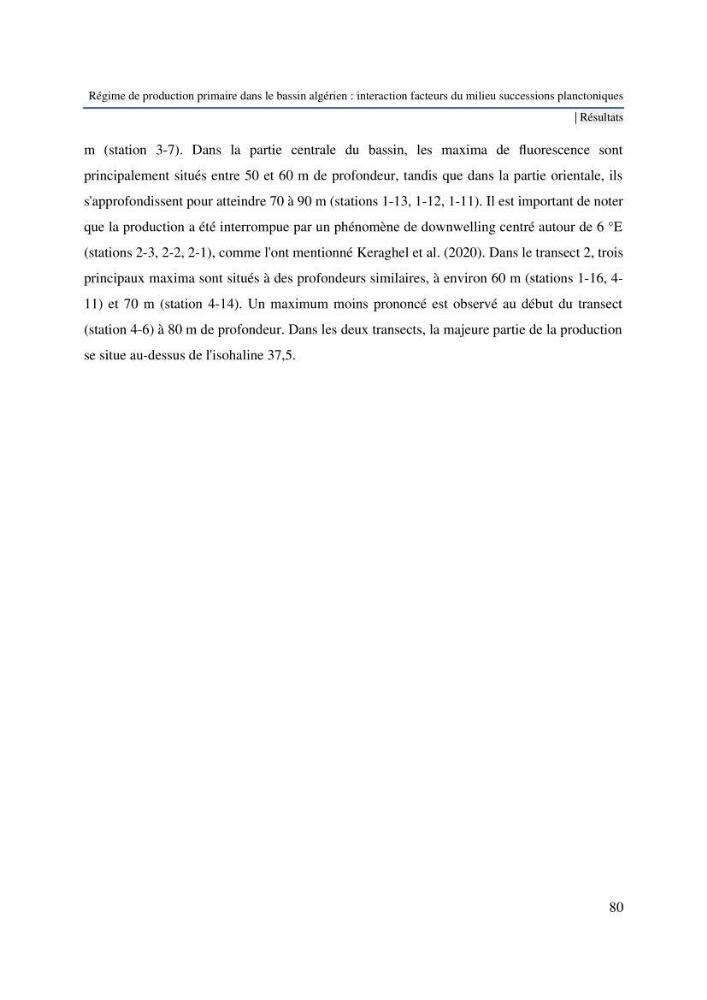 Régime de production primaire dans le bassin algérien interaction facteurs du milieu successions planctoniques