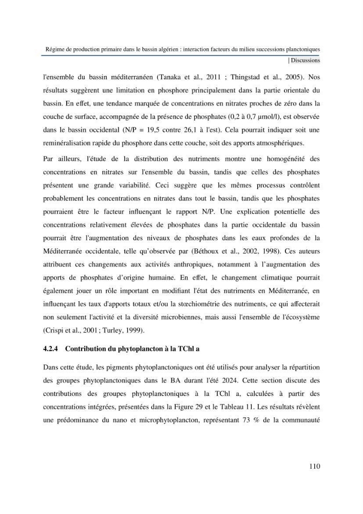 Régime de production primaire dans le bassin algérien interaction facteurs du milieu successions planctoniques