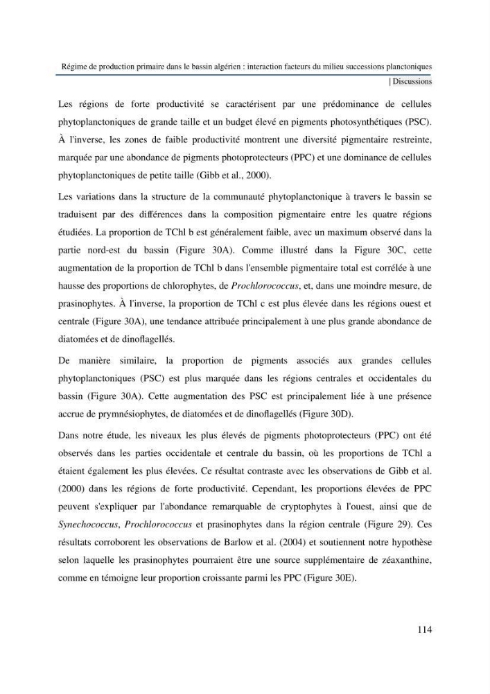 Régime de production primaire dans le bassin algérien interaction facteurs du milieu successions planctoniques